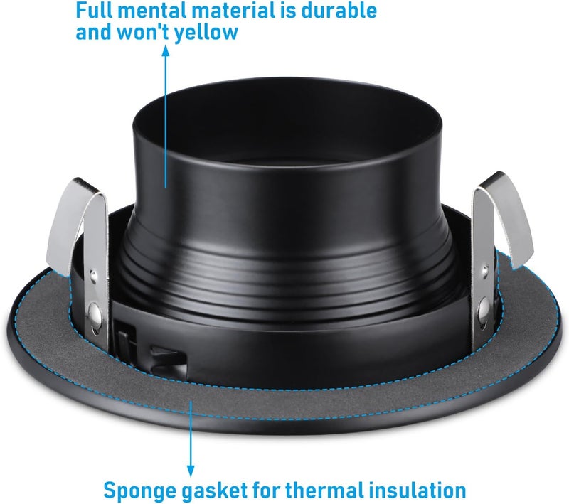 TORCHSTAR 12-Pack 4 Inch Recessed Light Black Baffle Trim with Ring, Full Metal, Ceiling Can Light Trim for 4 Inch Cans, Fit Halo/Juno Remodel Housing - Image 5